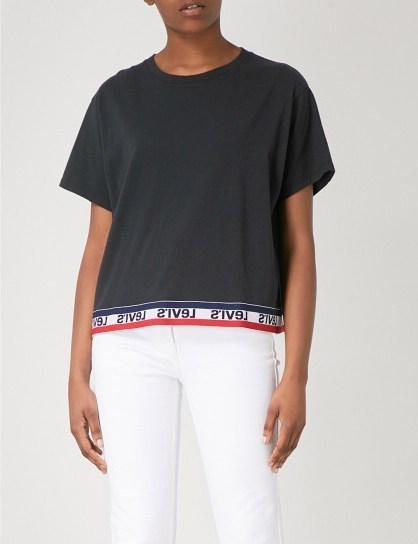 LEVI’S Logo-print cotton-jersey T-shirt / black short sleeved tees - flipped
