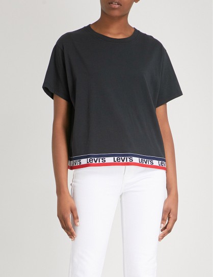 LEVI’S Logo-print cotton-jersey T-shirt / black short sleeved tees