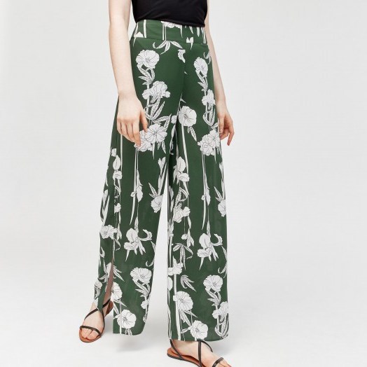 WAREHOUSE LILY PRINT TROUSER GREEN PRINT / floral summer pants - flipped