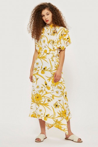 TOPSHOP Linear Floral Asymmetric Dress – retro summer look