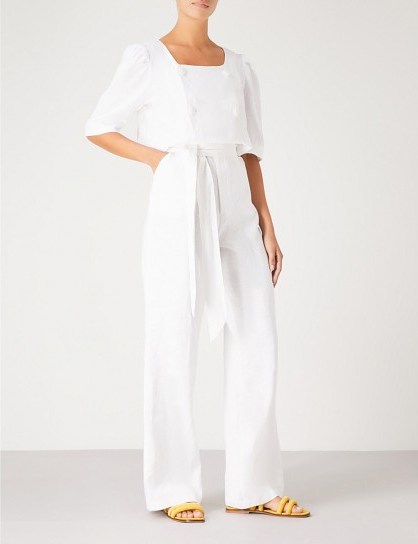 LISA MARIE FERNANDEZ Diana white linen jumpsuit | fresh summer style - flipped