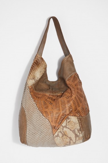 Free People Madeleine Distressed Bag Tortora | brown leather patchwork bags