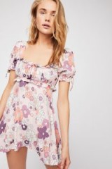 For Love & Lemons Magnolia Mini Dress in Pink Blossom | cute open back summer frock