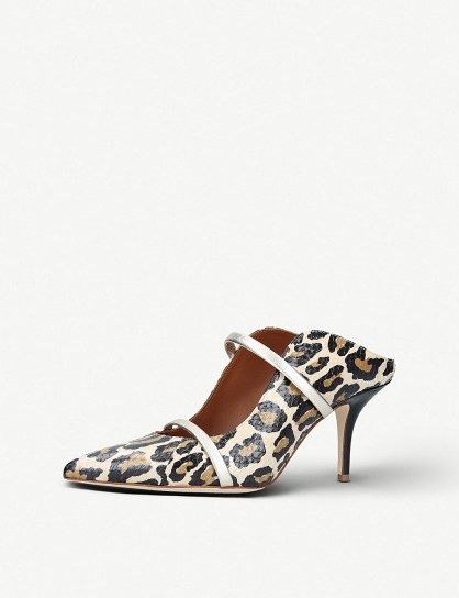 MALONE SOULIERS Maureen leopard-print leather mules – glamorous shoes - flipped