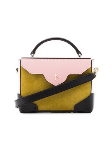 MANU ATELIER yellow and bubblegum Micro Bold suede cross-body bag ~ small colour block handbags - flipped