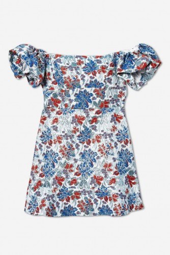 Topshop Metallic Floral Jacquard Mini Dress | off shoulder summer style - flipped