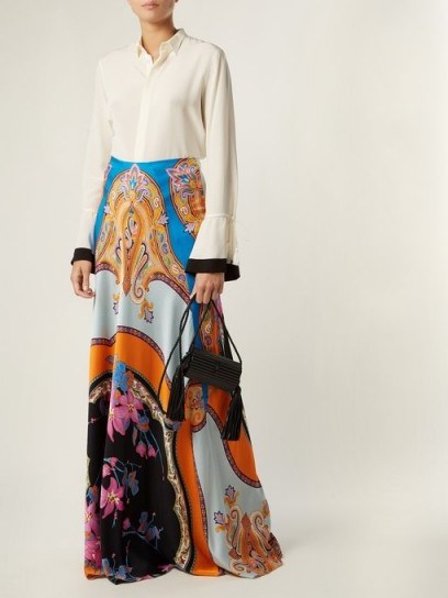 ETRO Milano crepe high-rise maxi skirt ~ bold mixed prints - flipped