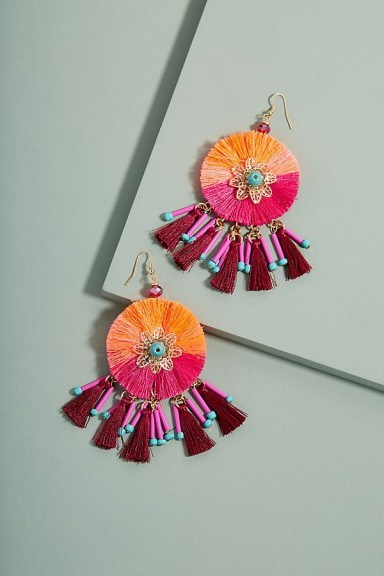 Mirda Tasselled Chandelier Earrings ~ vibrant statement jewellery - flipped