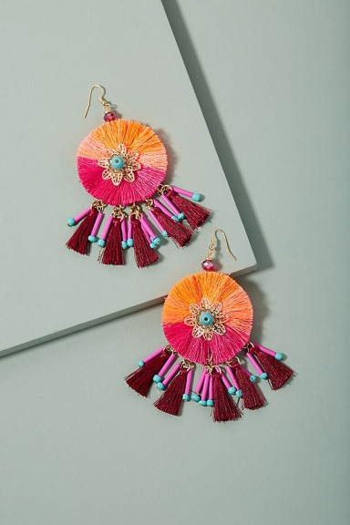 Mirda Tasselled Chandelier Earrings ~ vibrant statement jewellery