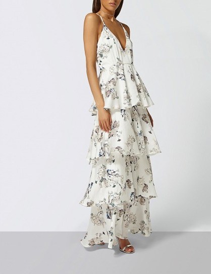 MISSGUIDED Floral-print crepe maxi dress white - flipped