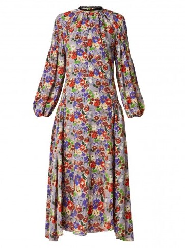 PRADA Morocaine Primrose floral-print silk dress ~ handkerchief hemlines - flipped