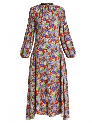PRADA Morocaine Primrose floral-print silk dress ~ handkerchief hemlines