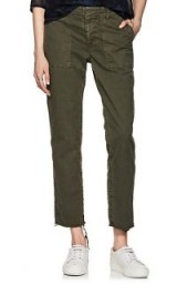 NILI LOTAN Jenna Cotton Twill Crop Pants | dark-green trousers