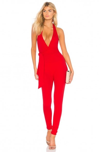 Nookie DARE JUMPSUIT in Red | plunge front jumpsuits - flipped