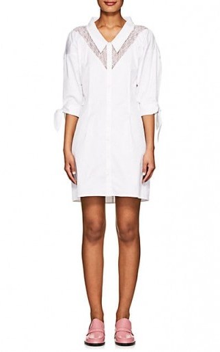 OPENING CEREMONY Lace-Inset Cotton Shirtdress ~ white feminine shirt dresses - flipped