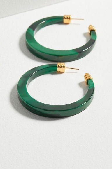 Gas Bijoux Owena Large Tortoiseshell Hoop Earrings | green jewellery - flipped