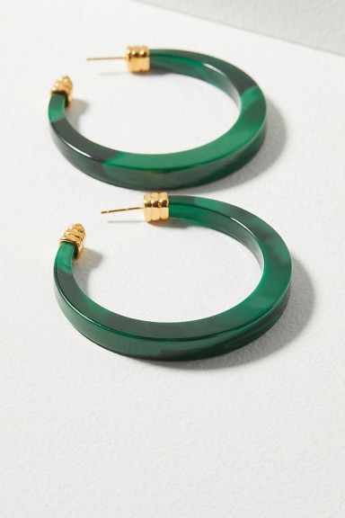 Gas Bijoux Owena Large Tortoiseshell Hoop Earrings | green jewellery