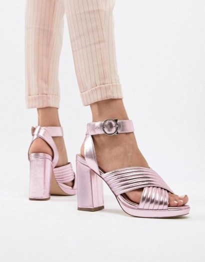 Paul & Joe Sister Metallic Heeled Shoe Rose Pink ~ chunky summer sandals - flipped
