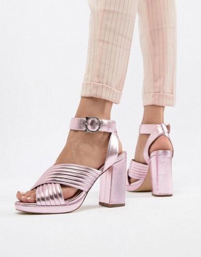 Paul & Joe Sister Metallic Heeled Shoe Rose Pink ~ chunky summer sandals