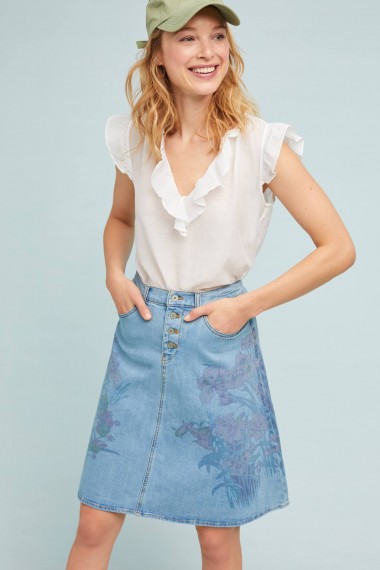 Pilcro A-Line Denim Skirt | floral prints