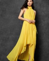 TED BAKER NADETTE Pleated collar maxi dress in Yellow