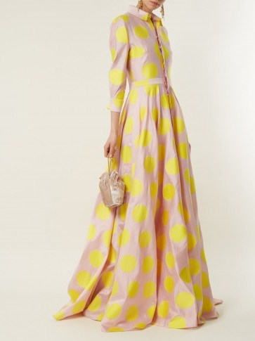 CAROLINA HERRERA Point-collar polka-dot gown ~ elegant event wear - flipped