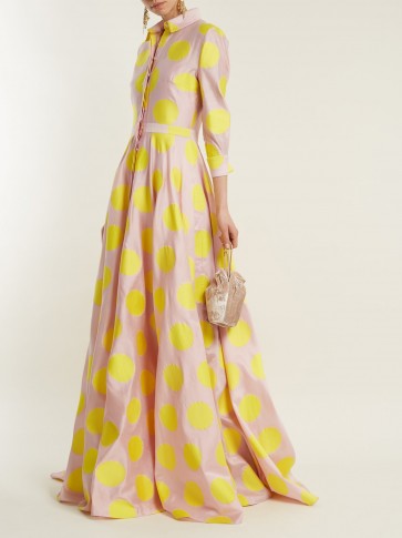 CAROLINA HERRERA Point-collar polka-dot gown ~ elegant event wear