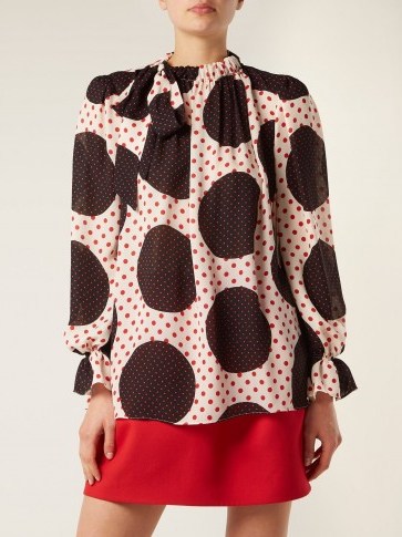 VALENTINO Polka dot-print silk blouse – bold spot fabrics - flipped