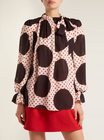 VALENTINO Polka dot-print silk blouse – bold spot fabrics
