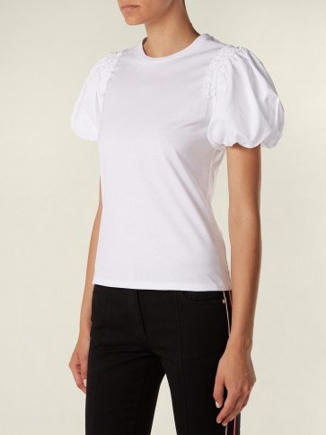 ALEXANDER MCQUEEN Puffed-sleeve cotton T-shirt ~ casual luxe - flipped