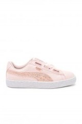 Puma BASKET HEART CANVAS SNEAKER Pearl Puma White & Rose Gold | pink trainers | sports luxe footwear