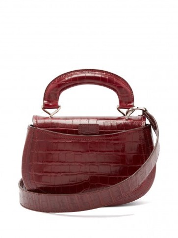 LEMAIRE Pumpkin crocodile-effect leather bag ~ small chunky burgundy top handle - flipped