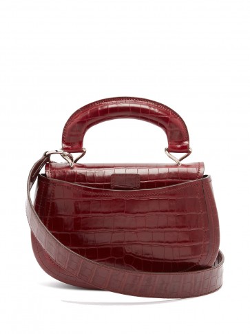 LEMAIRE Pumpkin crocodile-effect leather bag ~ small chunky burgundy top handle