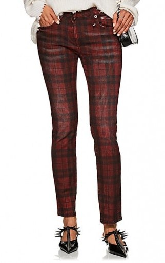 R13 Kate Plaid Skinny Jeans ~ red and black tartan print denim - flipped