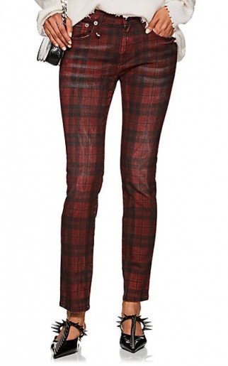 R13 Kate Plaid Skinny Jeans ~ red and black tartan print denim