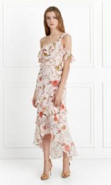 Rachel Zoe Jillian Cactus Flower Printed Midi Dress ~ one shoulder floral print dresses