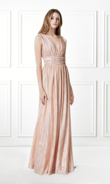 Rachel Zoe Madison Metallic Jersey Gown ~ gathered event gowns - flipped