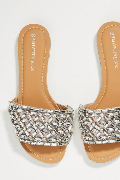 Raphaella Booz Embellished-Slide Sandals | glamorous jewelled flats - flipped