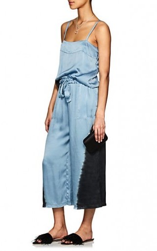 RAQUEL ALLEGRA Tie-Dyed Silk Satin Pants ~ blue and black silky cropped trousers - flipped