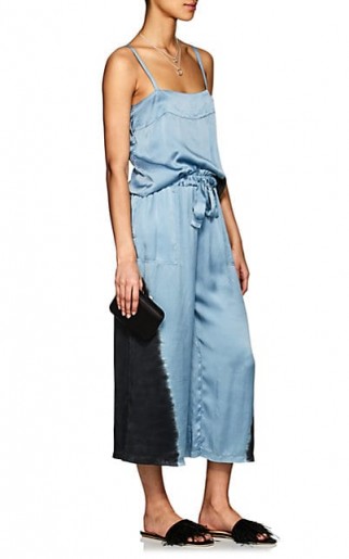 RAQUEL ALLEGRA Tie-Dyed Silk Satin Pants ~ blue and black silky cropped trousers