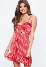 MISSGUIDED red tie front cami strap mini dress – strappy summer fashion