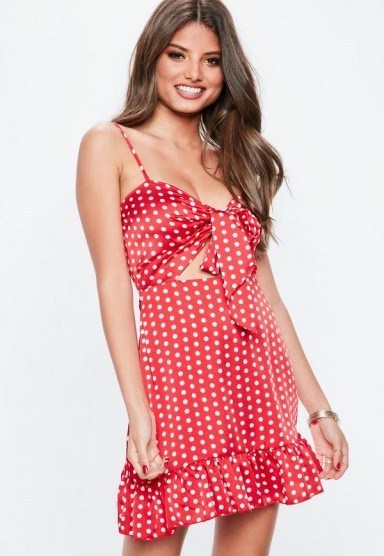 MISSGUIDED red tie front cami strap mini dress – strappy summer fashion - flipped