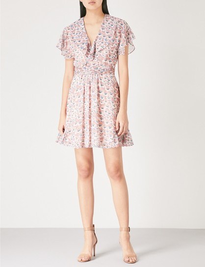 REISS Aime floral-pattern chiffon dress / pink floaty dresses - flipped