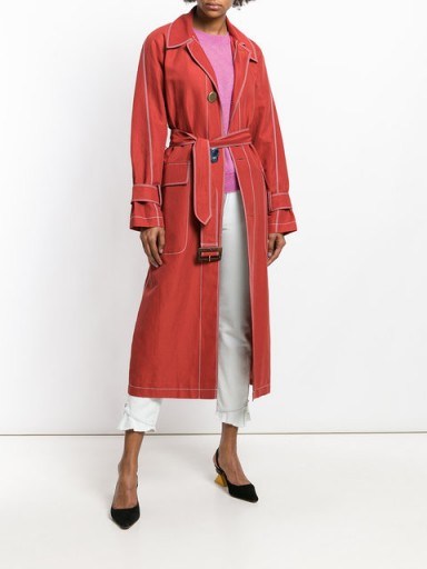 REJINA PYO Hazel belted coat ~ stylish red trench - flipped