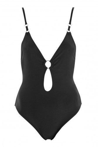 Topshop Ring Plunge Swimsuit | black plunging cut-out swimsuits - flipped