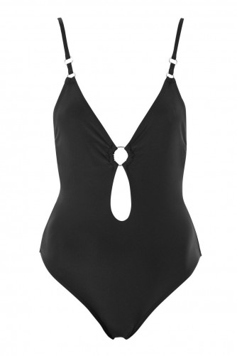 Topshop Ring Plunge Swimsuit | black plunging cut-out swimsuits