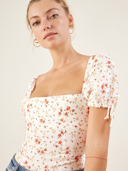 Reformation River Top Veronica | floral print with square neck ...