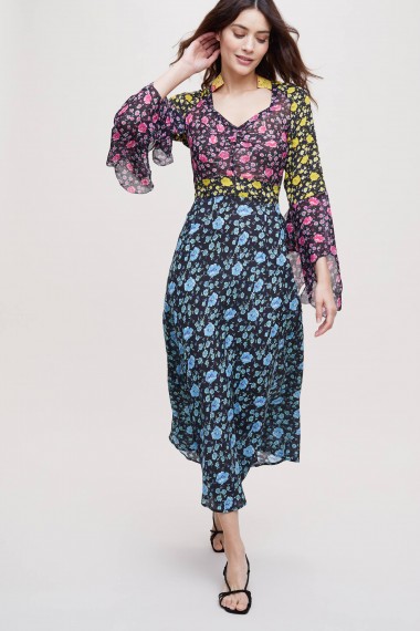 Rixo London Priscilla Printed-Silk Midi Dress ~ floaty feminine fabric