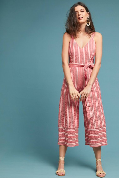 Robin Striped-Cropped Jumpsuit red motif | summer fashion