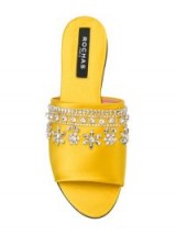 ROCHAS crystal-embellished yellow satin mules